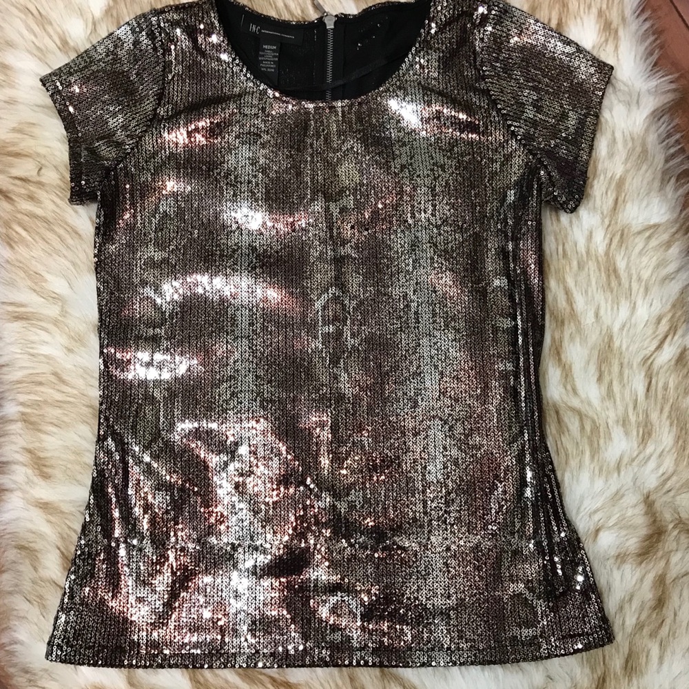 Inc. Sequin Python Print Top - image 4